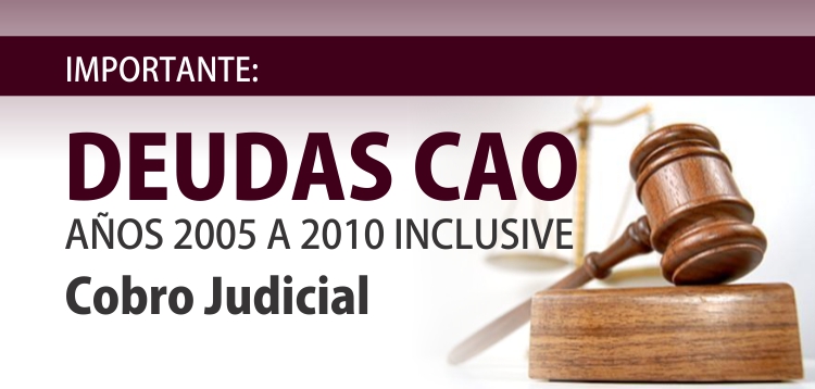 IMPORTANTE: DEUDAS CAO AÑOS 2005 A 2010 INCLUSIVE. Cobro Judicial